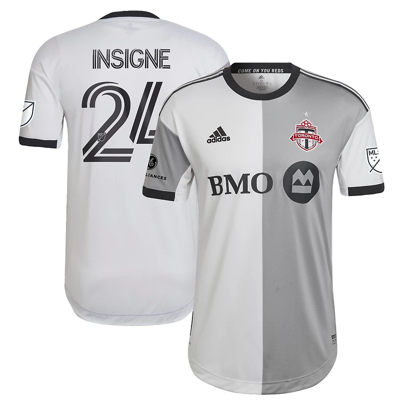 Adidas Lorenzo Insigne pour homme Blanc/Gris Toronto FC 2022 Secondaire - Maillot de joueur authentique