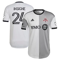 Adidas Lorenzo Insigne pour homme Blanc/Gris Toronto FC 2022 Secondaire - Maillot de joueur authentique