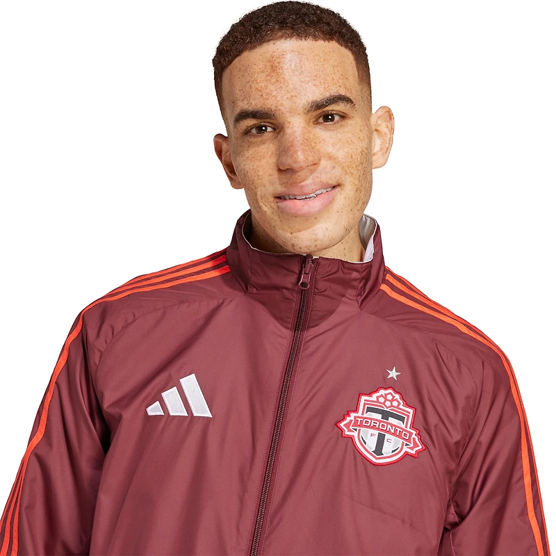 Veste réversible entièrement zippée rouge/blanche Toronto FC 2025 Anthem pour homme adidas