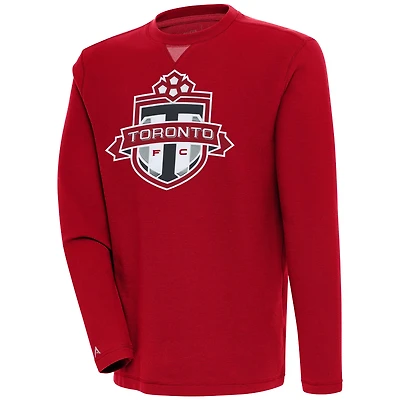 Men's Antigua Red Toronto FC Flier Bunker Tri-Blend Pullover Sweatshirt