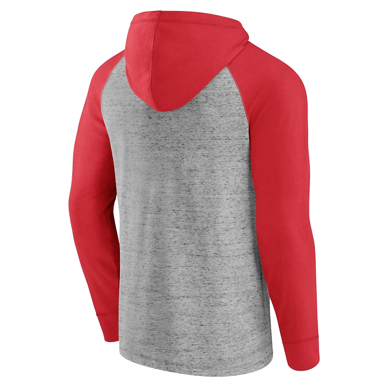 Sweat à capuche Fanatics pour hommes, gris chiné/rouge, Toronto FC Deflection Raglan