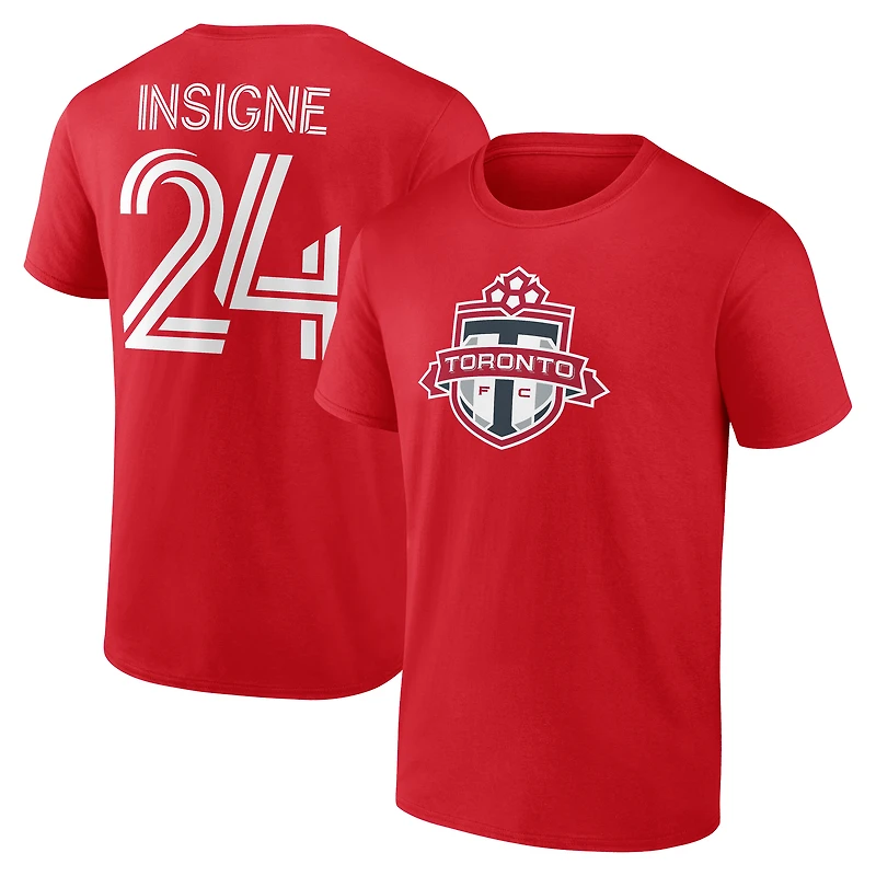 Men's Lorenzo Insigne Red Toronto FC Authentic Stack Name & Number T-Shirt