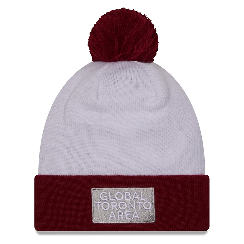 Bonnet en tricot à revers et crochet en jersey New Era blanc pour hommes du Toronto FC avec pompon