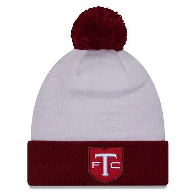 Bonnet en tricot à revers et crochet en jersey New Era blanc pour hommes du Toronto FC avec pompon