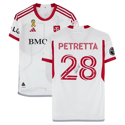 Maillot adidas blanc numéro 28, dédicacé par Raoul Petretta du Toronto FC lors de la saison 2024 de la MLS - Taille M