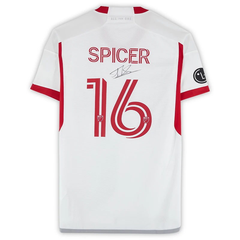 Maillot adidas blanc numéro 16 autographié par Tyrese Spicer du Toronto FC lors de la saison 2024 de la MLS - Taille M