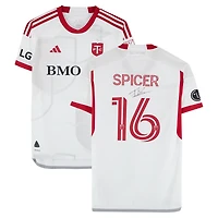 Maillot adidas blanc numéro 16 autographié par Tyrese Spicer du Toronto FC lors de la saison 2024 de la MLS - Taille M