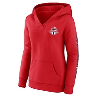 Sweat à capuche col en V et manches écharpe rouge Toronto FC Fanatics pour femmes