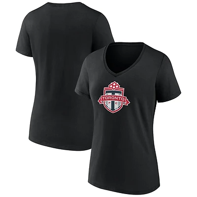 T-shirt noir à col en V avec logo officiel du Toronto FC pour femmes