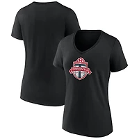 T-shirt noir à col en V avec logo officiel du Toronto FC pour femmes