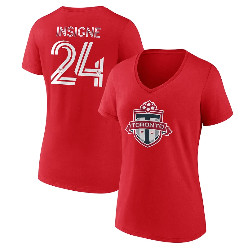 Fanatics pour femmes Lorenzo Insigne rouge Toronto FC Authentic Stack Name & Number - T-shirt à col en V