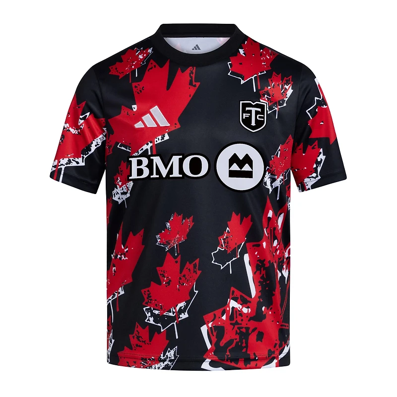Maillot d'avant-match canadien adidas noir pour jeunes du Toronto FC 2026