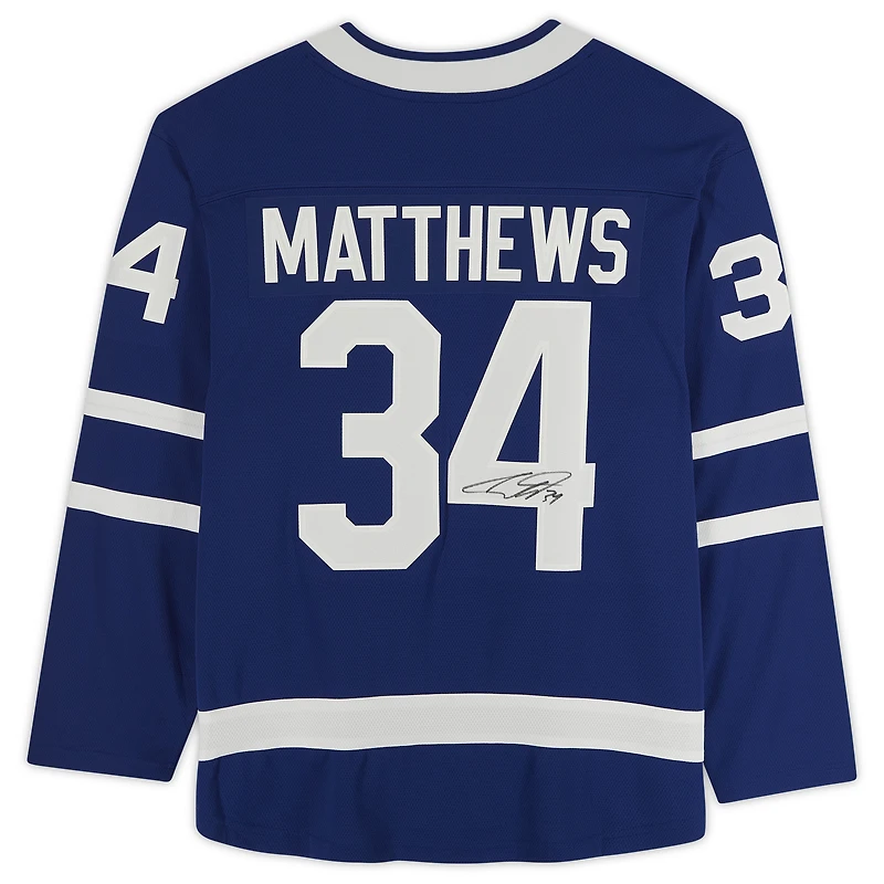 Maillot de capitaine adjoint dédicacé par Auston Matthews Blue Toronto Maple Leafs Fanatics Breakaway