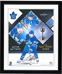 Photo stylisée autographiée d'Auston Matthews, joueur des Maple Leafs de Toronto, lauréat du trophée Hart 2022 (16 po x 20 po).