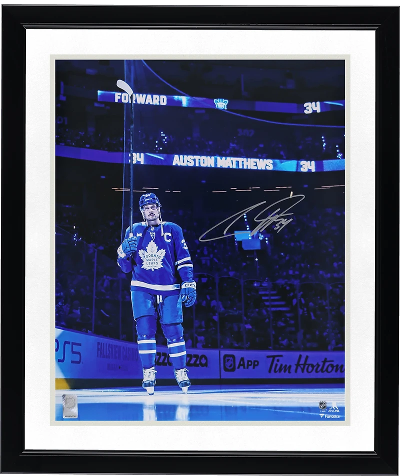 Auston Matthews Toronto Maple Leafs Autographed 16" x 20" Blue Jersey Pregame Salute Photograph