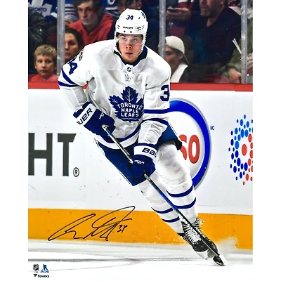 Auston Matthews Toronto Maple Leafs Autographed 16" x 20" White Jersey Skating Photograph