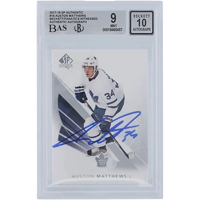 Auston Matthews Toronto Maple Leafs Autographié 2017-18 Upper Deck SP Authentique #10 Beckett Fanatics Witnessed Authentifié Carte 9/10