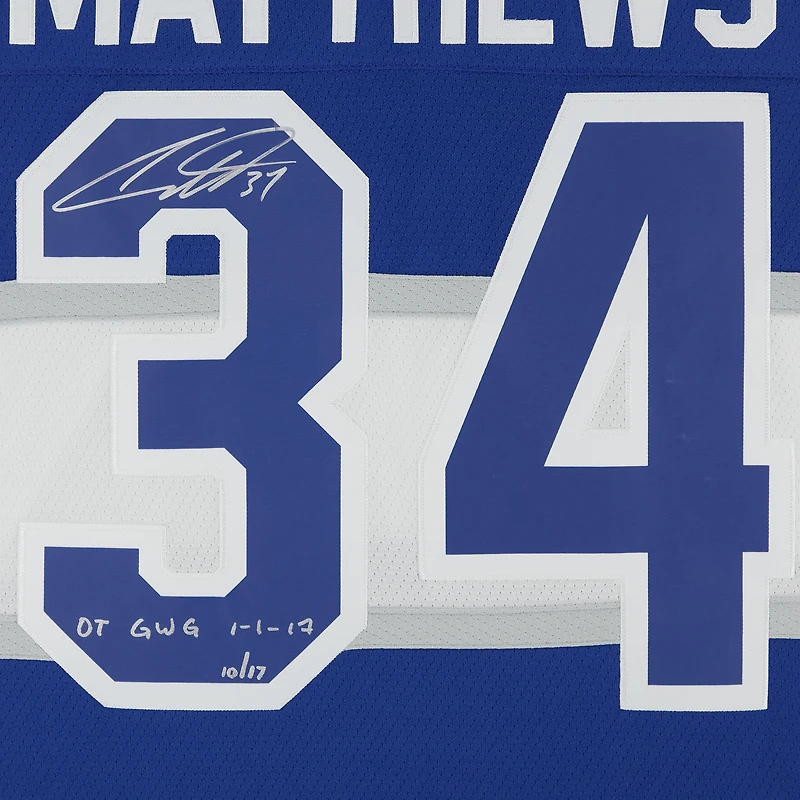 Auston Matthews Toronto Maple Leafs Autographed 2017 Centennial Classic Mitchell & Ness Jersey with "OT GWG 1-1-17" Inscription - Limited Edition of 17