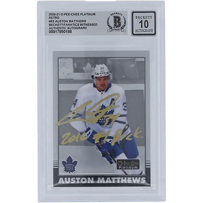 Auston Matthews Toronto Maple Leafs autographié 2020-21 Upper Deck O-Pee-Chee Platinum Retro Gold Ink #R-2 Beckett Fanatics Witnessed Authenticed 10 Card avec l'inscription « 2016 #1 Pick »