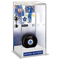Vitrine de luxe autographiée par Auston Matthews des Maple Leafs de Toronto, gagnant du trophée Hart 2022, avec rondelle