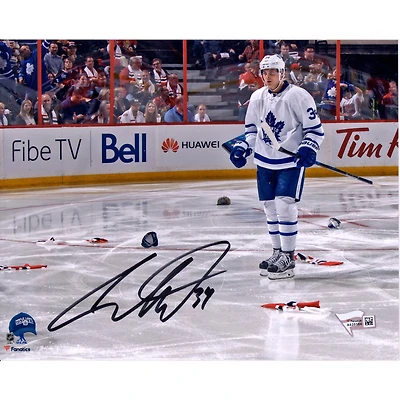 Auston Matthews Toronto Maple Leafs dédicacé 20,3 x 25,4 cm Première photo du tour du chapeau de la LNH
