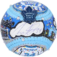Ballon de baseball autographié par Auston Matthews des Maple Leafs de Toronto - Peint à la main par l'artiste Charles Fazzino