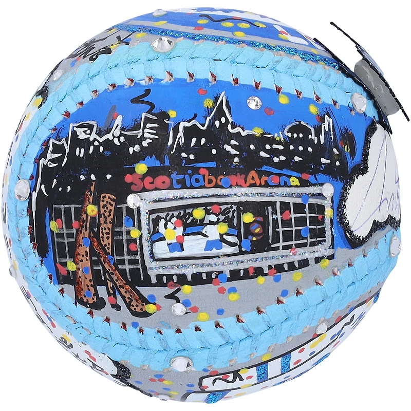 Ballon de baseball autographié par Auston Matthews des Maple Leafs de Toronto - Peint à la main par l'artiste Charles Fazzino