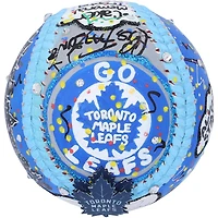 Ballon de baseball autographié par Auston Matthews des Maple Leafs de Toronto - Peint à la main par l'artiste Charles Fazzino