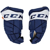 Gants de jeu CCM bleus autographiés Auston Matthews Toronto Maple Leafs avec inscriptions multiples - Édition limitée à 10