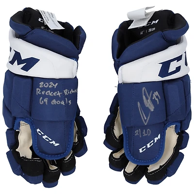 Auston Matthews Toronto Maple Leafs Autographed Blue CCM Game Model Gloves with Multiple Inscriptions - Limited Edition of 10