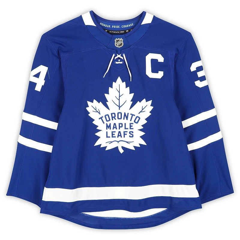 Maillot authentique Pro dédicacé par Auston Matthews des Maple Leafs de Toronto, avec inscription « 26th Leafs Captain » - Édition limitée à 10 exemplaires