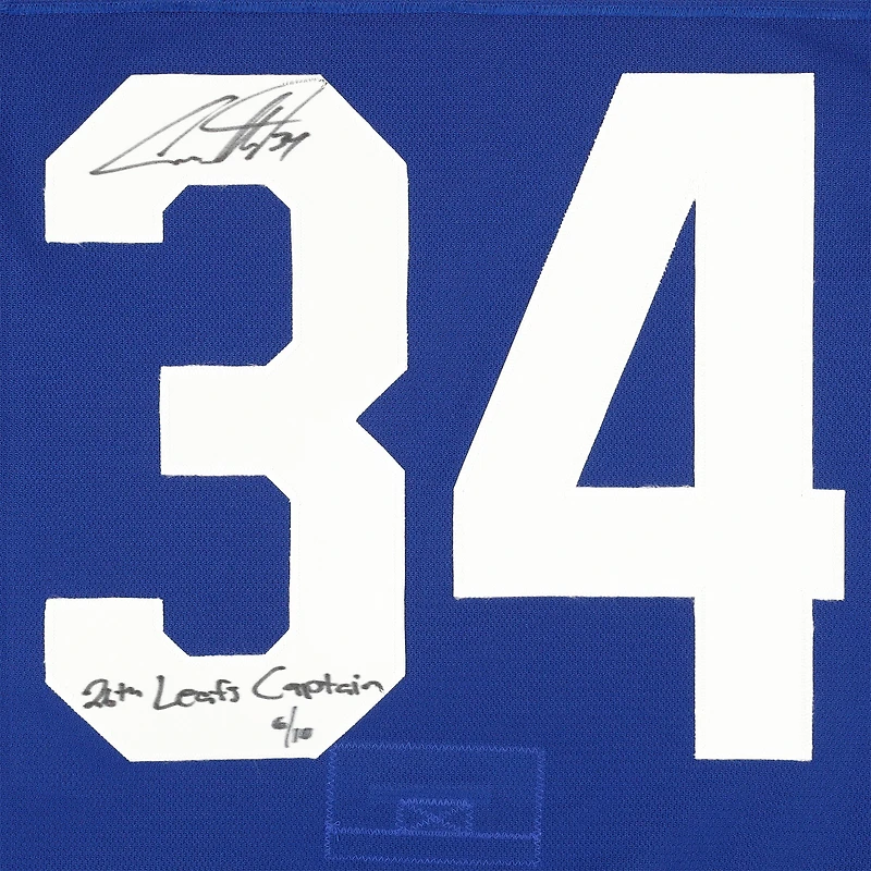 Maillot authentique Pro dédicacé par Auston Matthews des Maple Leafs de Toronto, avec inscription « 26th Leafs Captain » - Édition limitée à 10 exemplaires