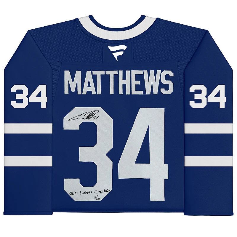 Auston Matthews Toronto Maple Leafs Autographed Blue Fanatics Premium Jersey with "26th Leafs Captain" Inscription - Limited Edition of 25
