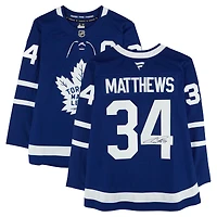 Maillot premium bleu dédicacé par Auston Matthews des Maple Leafs de Toronto
