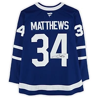 Maillot premium bleu dédicacé par Auston Matthews des Maple Leafs de Toronto