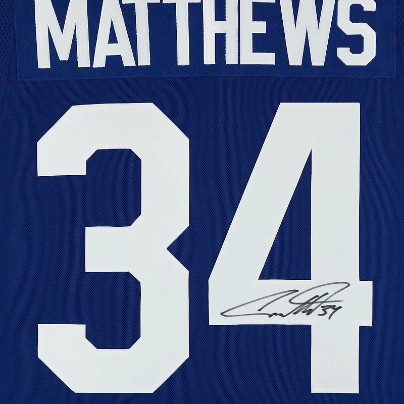 Maillot premium bleu dédicacé par Auston Matthews des Maple Leafs de Toronto