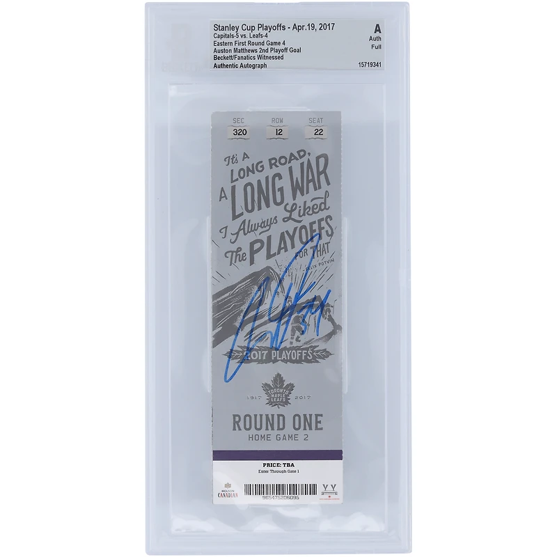 Auston Matthews Toronto Maple Leafs Autographed Career Playoff Goal #2 Ticket - BAS Authenticated