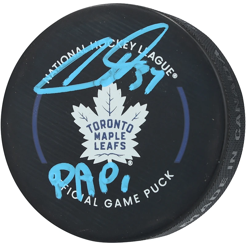 Auston Matthews Toronto Maple Leafs Autographed Official Game Puck with "Papi" Inscription