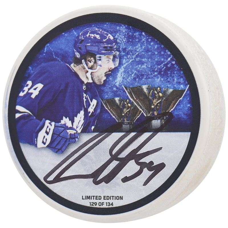 Rondelle imprimée autographiée par Auston Matthews des Maple Leafs de Toronto - Édition limitée à 134 exemplaires