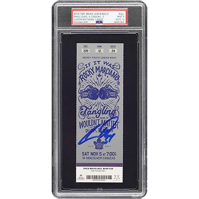 Billet autographié par Auston Matthews des Maple Leafs de Toronto, saison recrue, authentifié par PSA (note 9/10