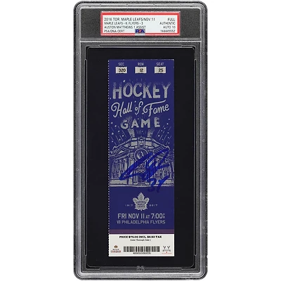 Billet autographié par Auston Matthews des Maple Leafs de Toronto, saison recrue, authentifié par PSA (Auto 10), du 11 novembre 2016
