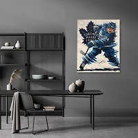Auston Matthews, joueur des Maple Leafs de Toronto, autographié sur toile tendue (76 x 102 cm) - Illustration d'Eric Sevigny - Exemplaire n° 1 d'une édition limitée.