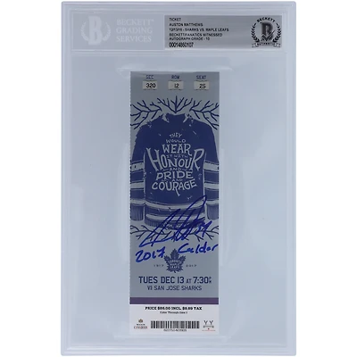 Auston Matthews Toronto Maple Leafs Autographed Ticket from December 2016 with "2017 Calder" Inscription
