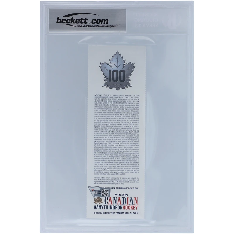 Auston Matthews Toronto Maple Leafs Autographed Ticket from February 18 2017 with "2017 Calder" Inscription - Beckett/Fanatics Graded 10