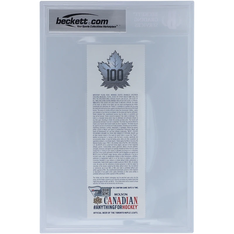 Auston Matthews Toronto Maple Leafs Autographed Ticket from March 7 2017 with "2017 Calder" Inscription - Beckett/Fanatics Graded 10