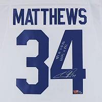 Auston Matthews Toronto Maple Leafs Autographed White Fanatics Premium Jersey with Multiple Inscriptions - Limited Edition of 25
