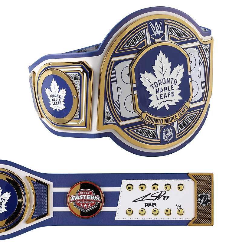 V106832 Ceinture de titre WWE Legacy autographiée par Auston Matthews des Maple Leafs de Toronto avec inscription « Papi » - Édition limitée à 5 exemplaires. 34 Ceinture Auston Matthews AUT 45854 COLTLBFSR WRTBMA0015