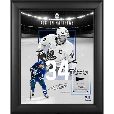 Auston Matthews Toronto Maple Leafs Facsimile Signature Framed 11" x 14" Showcase Collage with a Piece of Game-Used Puck - Limited Edition of 250