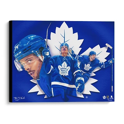 Auston Matthews Toronto Maple Leafs Stretched 20" x 24" Canvas Giclee Print - Designed and Signed by Artist Brian Konnick - Limited Edition of 25