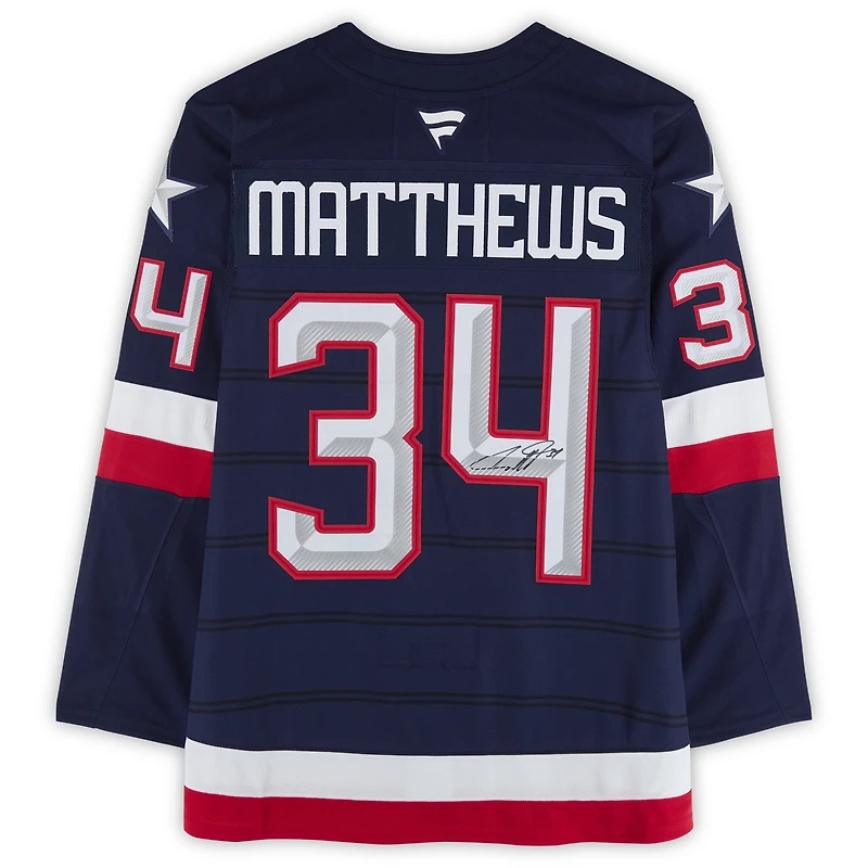 V106832 Leafs Auston Matthews Toronto Maple Leafs Maillot autographié Fanatics Premium Team USA 4 Nations Face-Off 34 Auston Matthews AUT HK JERSEY 45854 AUTJERHOC JRSYMA0938 #3